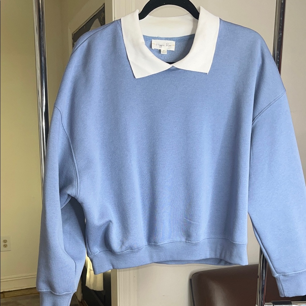 Hippie Rose Light Blue Top with White Collar